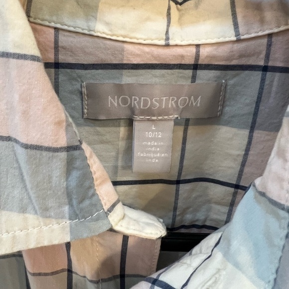 Lot of  2 Short sleeve button down shirts-dark blue & pink/light blue/white Sz L - Picture 5 of 9